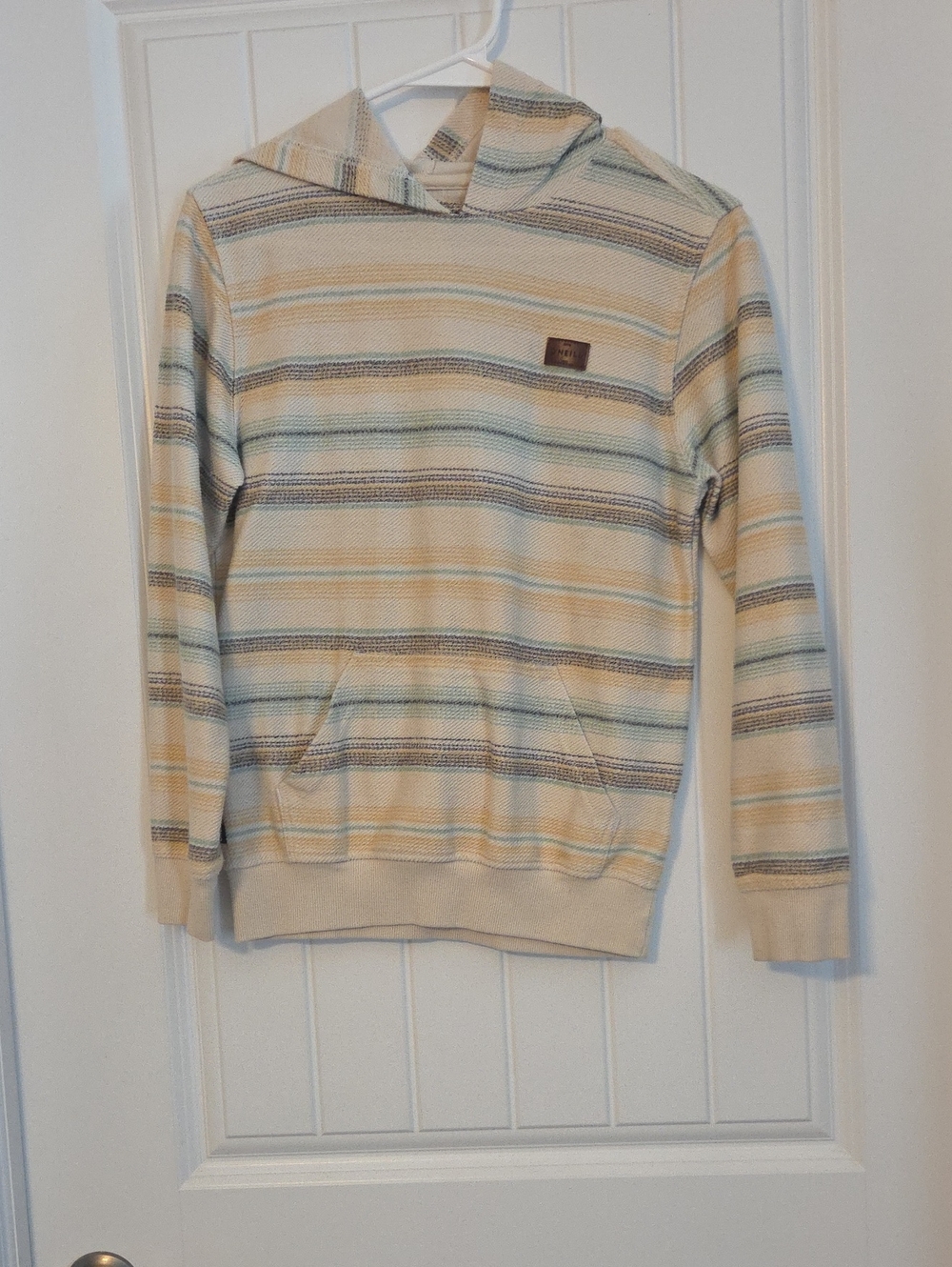 O'Neill Cream Sweater with Yellow, Blue, and Green Stripes